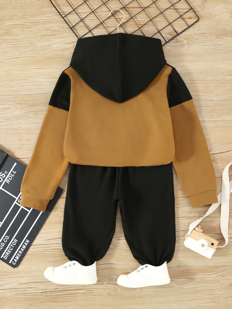 Toddler Pojkar Letter Graphic Color Block Hoodie & Sweatpants