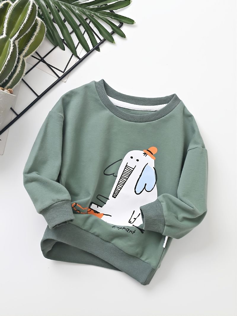 Toddler Pojkar Print Elephant Rund Neck Långärmad Sweatshirt Höst Vinter