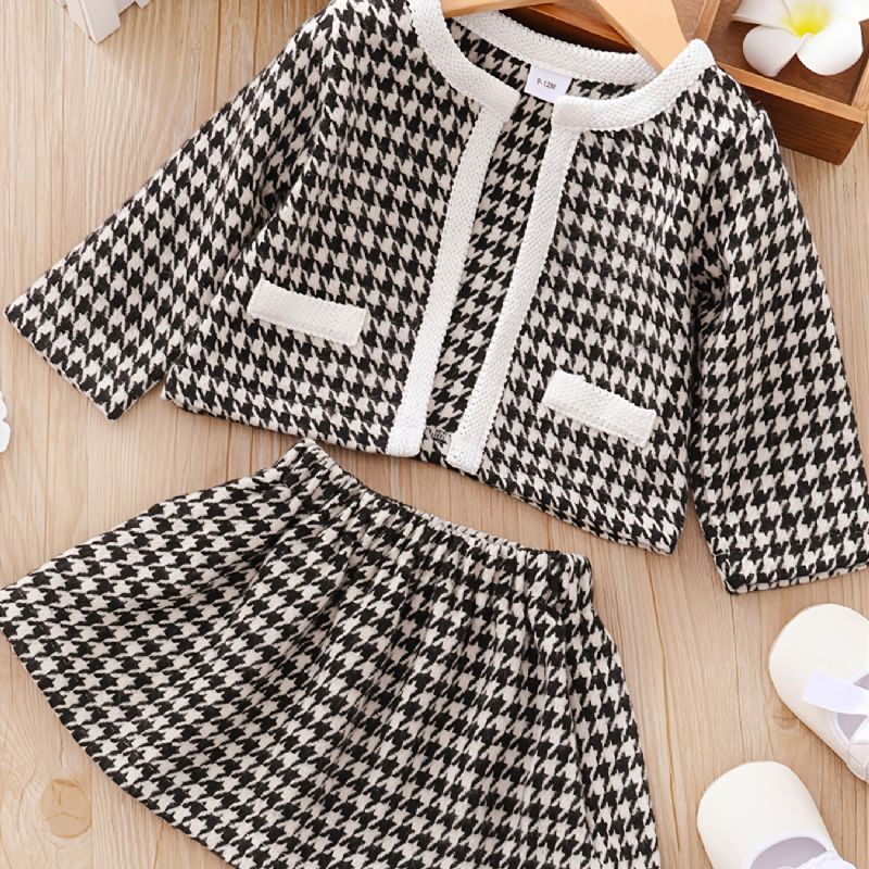 3 St Bebis Cardigan Houndstooth Långärmad Klänning