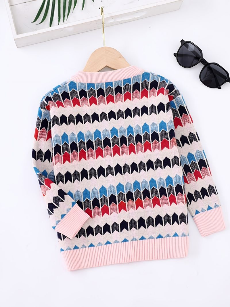 Barn Flickor Stickad Cardigan Casual Color Block Button Tröja