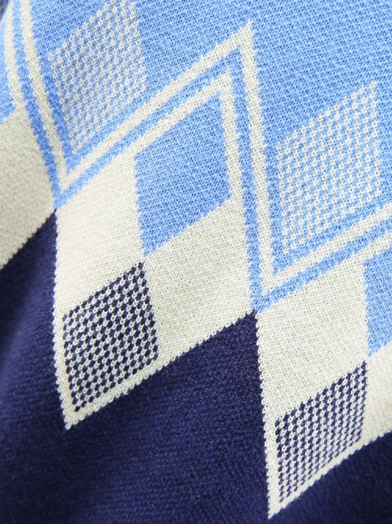 Barntröja Långärmad Rundhalsad Argyle Mönster Stickad Pullover För Pojkar Flickor Barnkläder