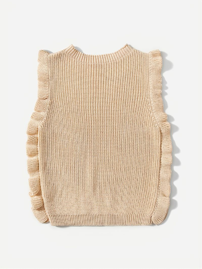 Bebis Flickor Ärmlös Crewneck Solid Väst Tröja