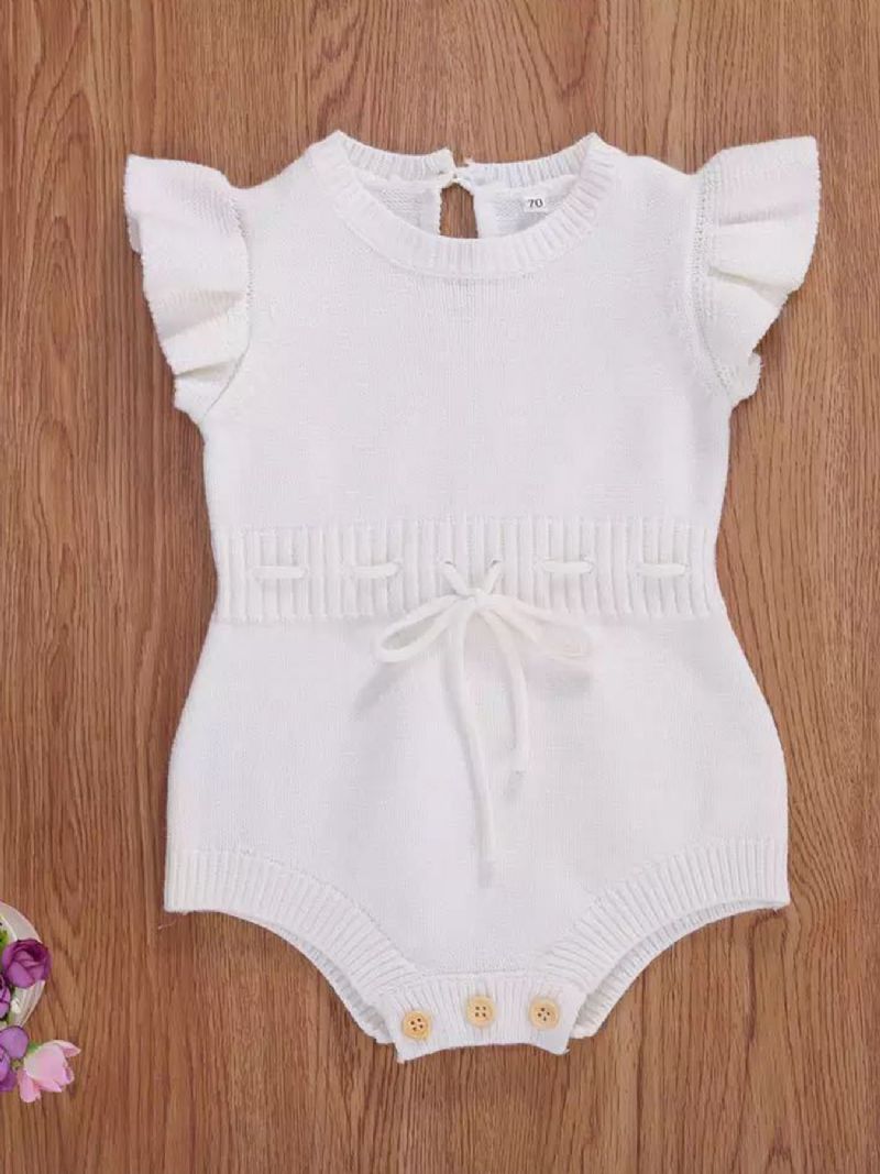 Bebis Flickor Söt Flygande Ärm Ärmlös Dragtröja Triangel Romper Bodysuit