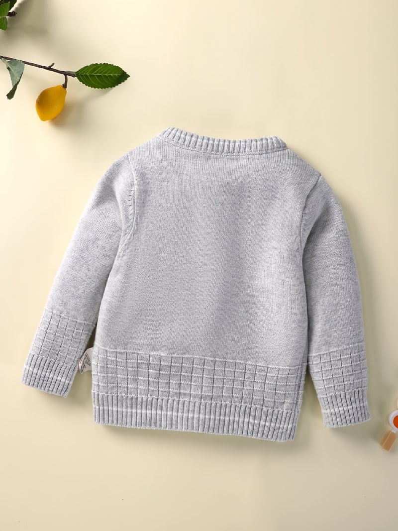 Bebis Pojkar Flickor Stickad Cardigan Crewneck Termotröja För Vinter Bebiskläder