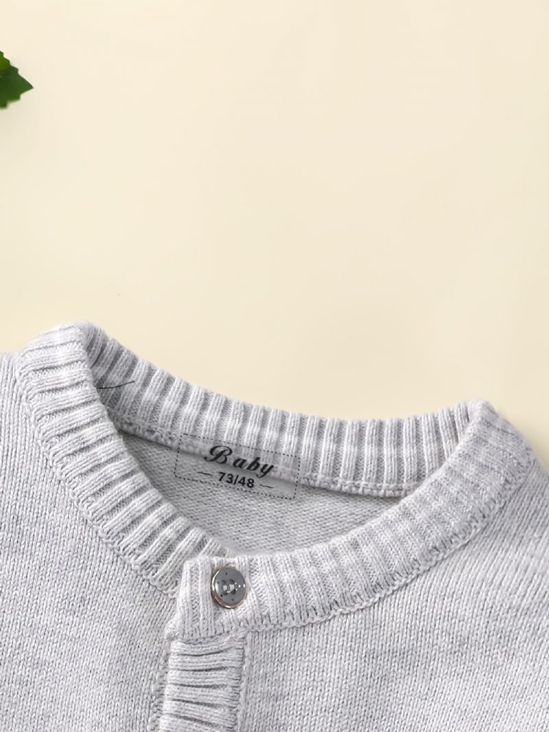 Bebis Pojkar Flickor Stickad Cardigan Crewneck Termotröja För Vinter Bebiskläder