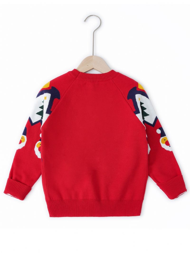 Flickor Söt Tomte Crew Neck Stickad Tröja Jul Nyhet