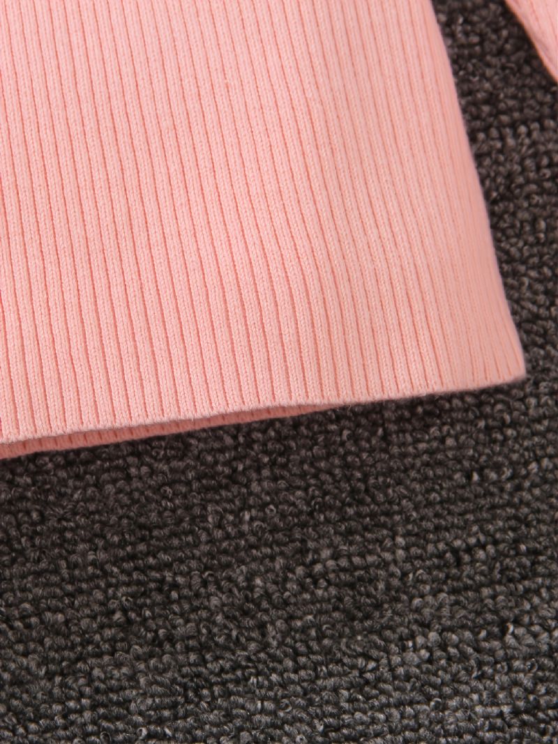 Flickor Stickad Randig Rosa Pullover Tröja Vinter