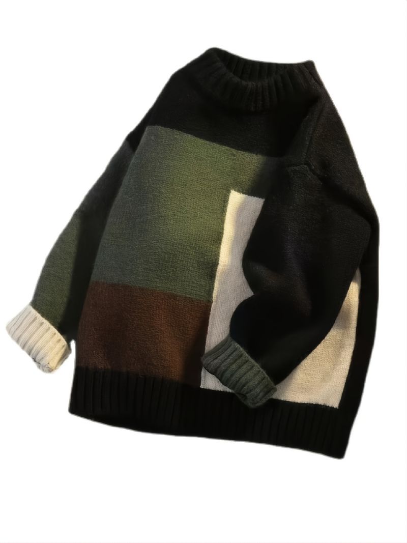 Pojkar Colorblock Rutig Pullover Långärmad Tröja