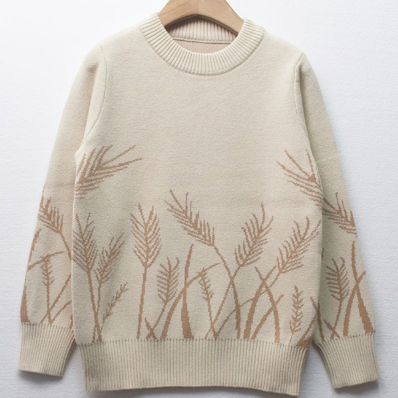 Pojkar Ears Of Wheat Print Tröja Rundhalsad Långärmad Stickad Pullover Barnkläder