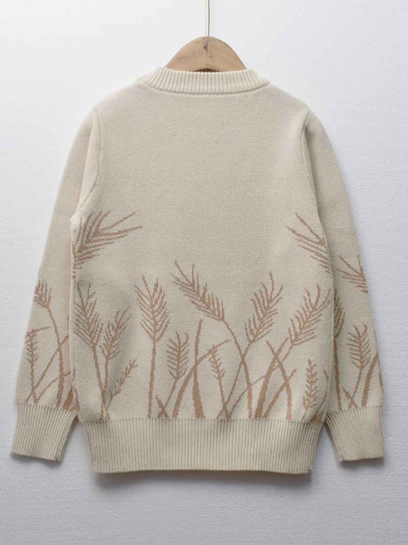 Pojkar Ears Of Wheat Print Tröja Rundhalsad Långärmad Stickad Pullover Barnkläder