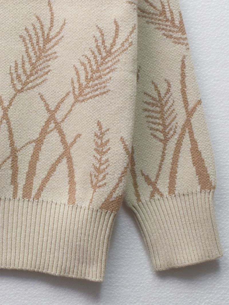 Pojkar Ears Of Wheat Print Tröja Rundhalsad Långärmad Stickad Pullover Barnkläder