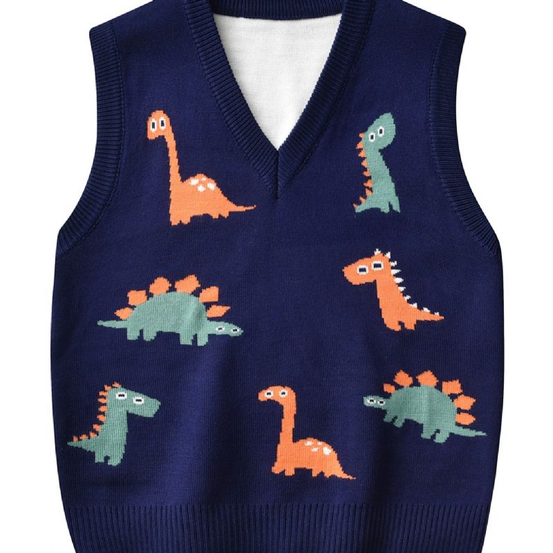 Tröja För Barn Tecknad Dinosaur Pojkar Stickad Väst Pullover