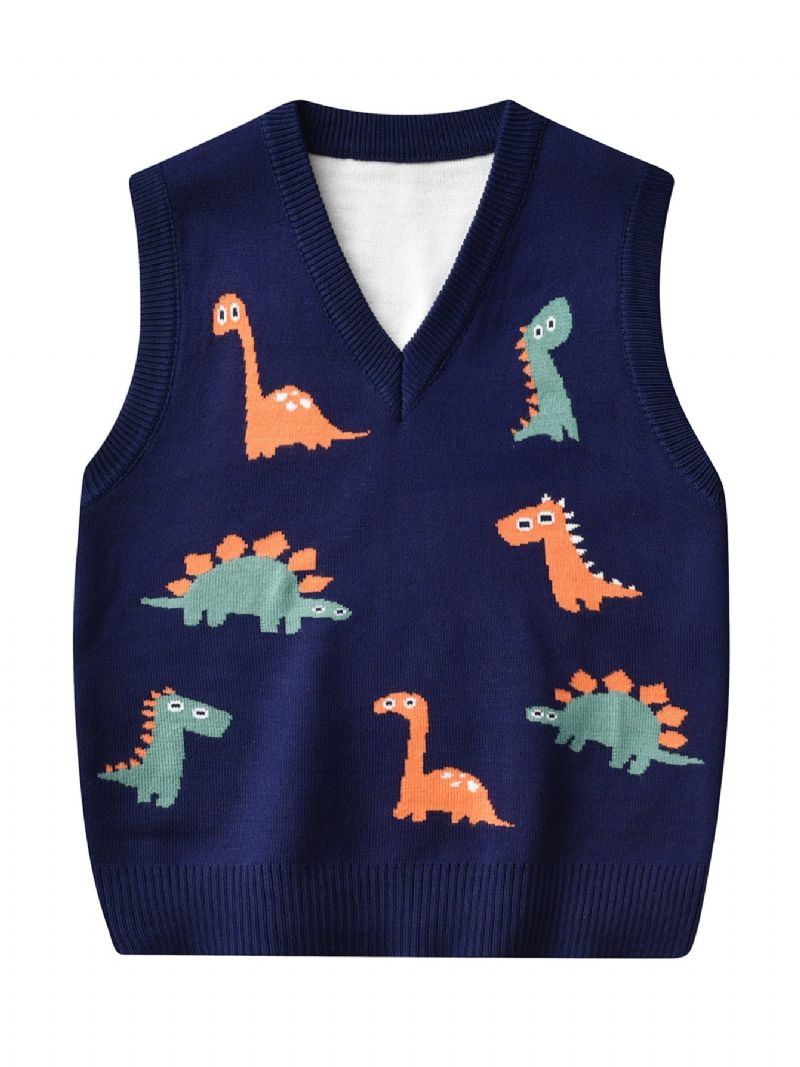 Tröja För Barn Tecknad Dinosaur Pojkar Stickad Väst Pullover