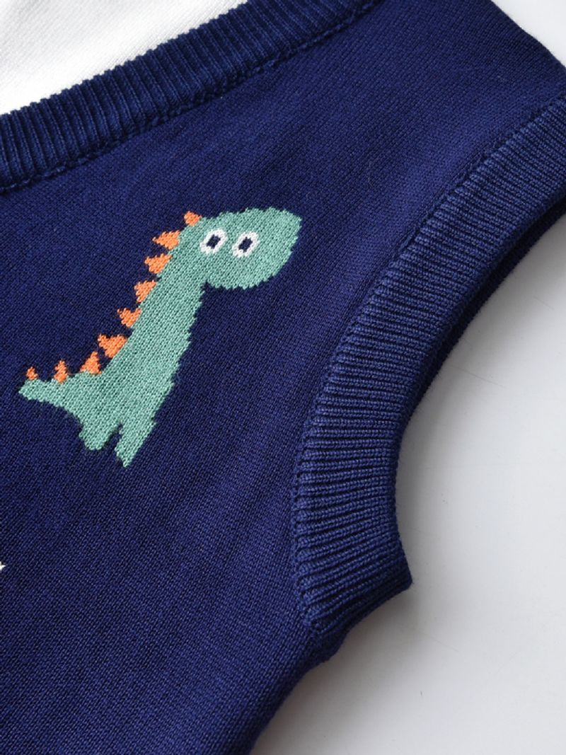 Tröja För Barn Tecknad Dinosaur Pojkar Stickad Väst Pullover