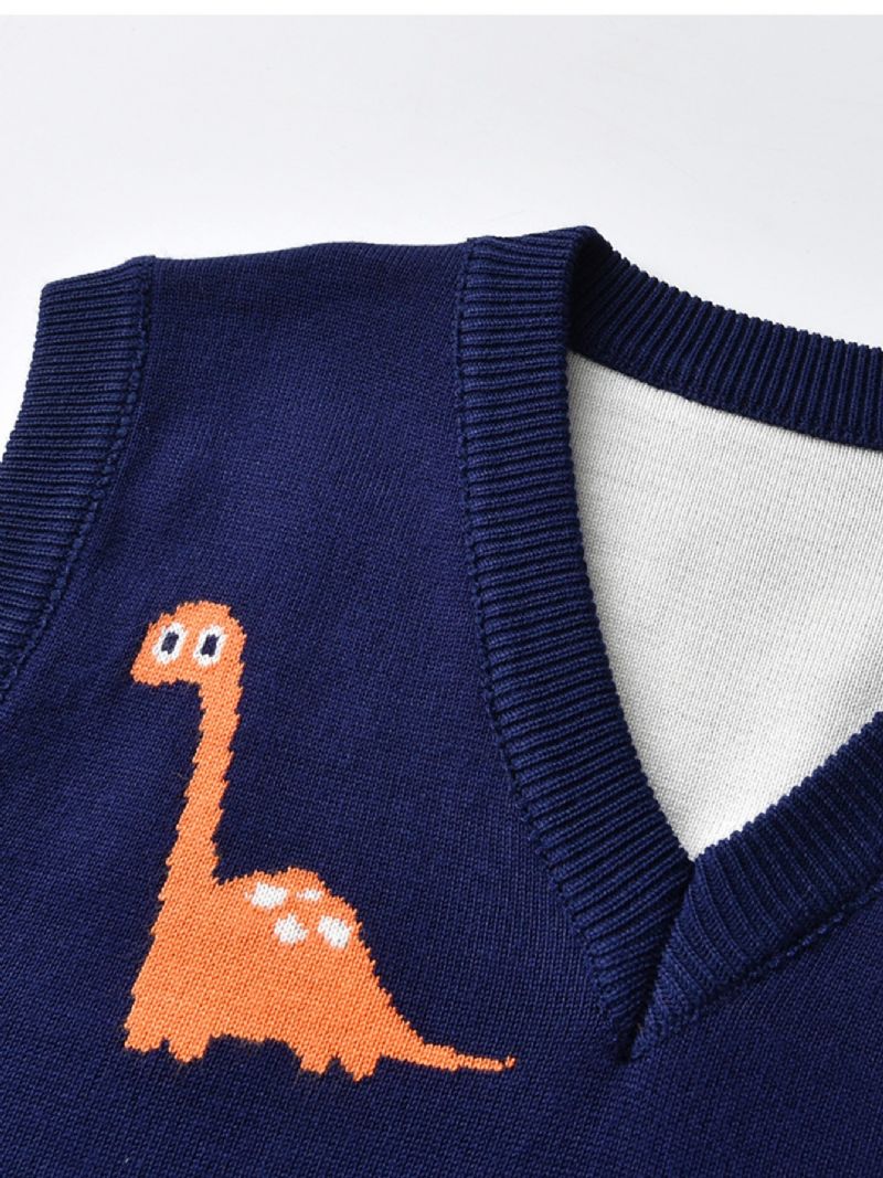 Tröja För Barn Tecknad Dinosaur Pojkar Stickad Väst Pullover