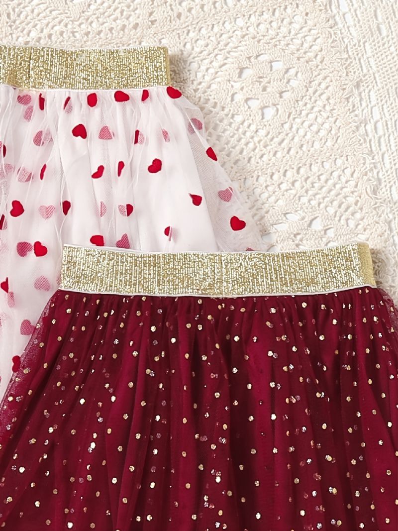 2st Bebis Flickor Kjol Mesh Heart Polka Dot Princess