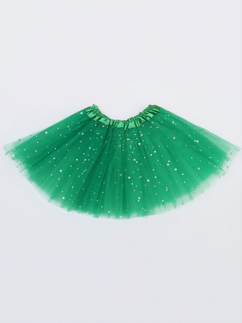 Barnkalas Mesh Solid Tutu Kjol Med Paljetter