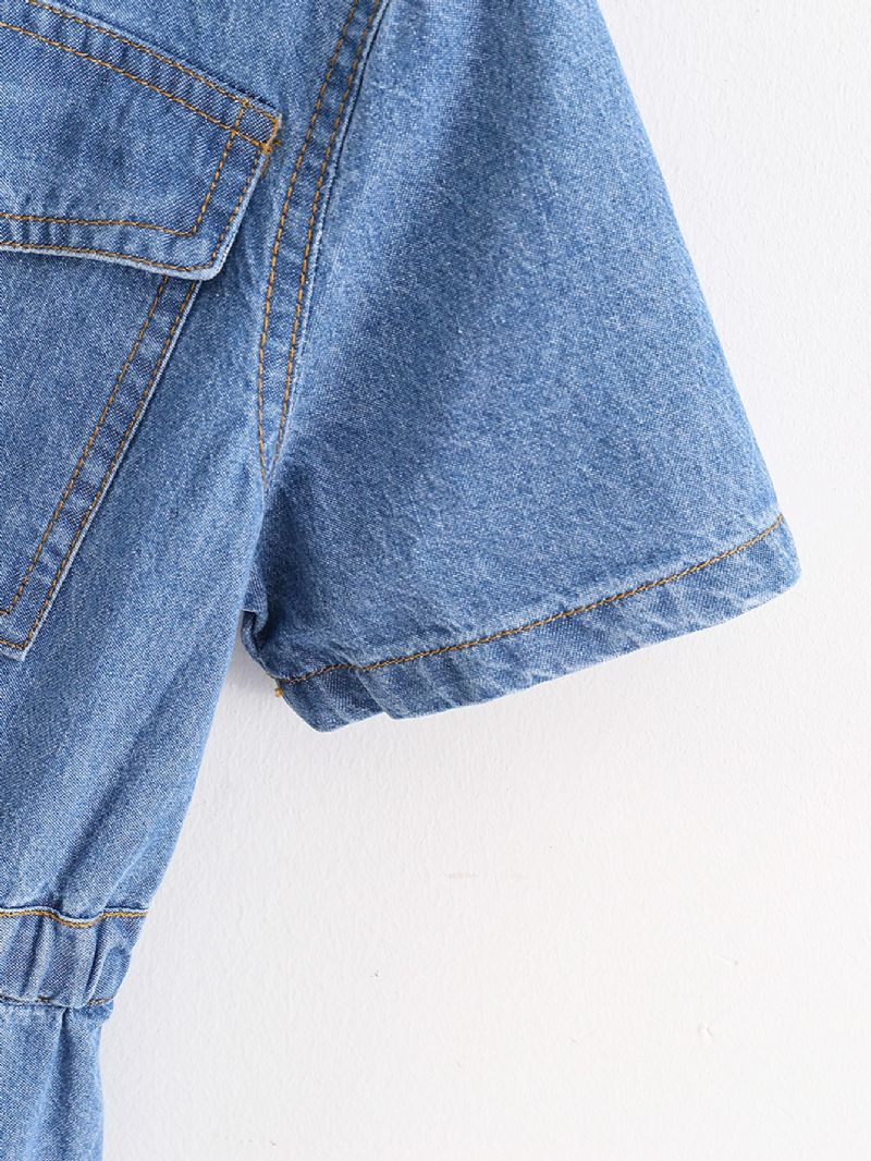 Flickor Casual Kortärmad Jeanskjol Med Huva