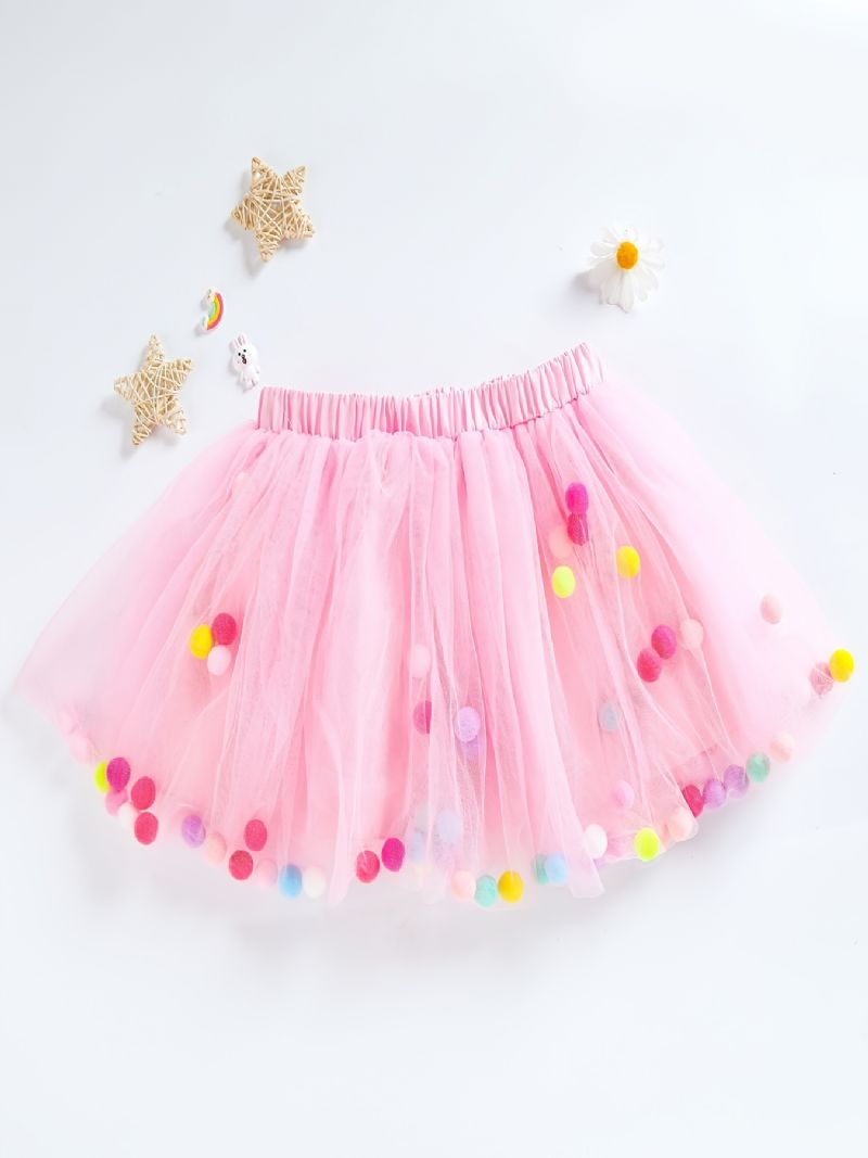 Flickor Princess Pompoms Tutu-kjolar Balettprestanda Mesh-kjol Festklänning Kläder Barnkläder