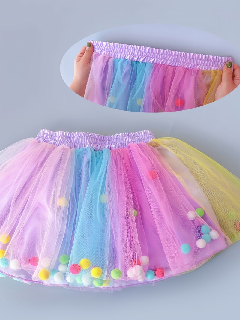 Flickor Princess Rainbow Tutu-kjolar Balett Mesh-kjol Festklänning Kläder Barnkläder