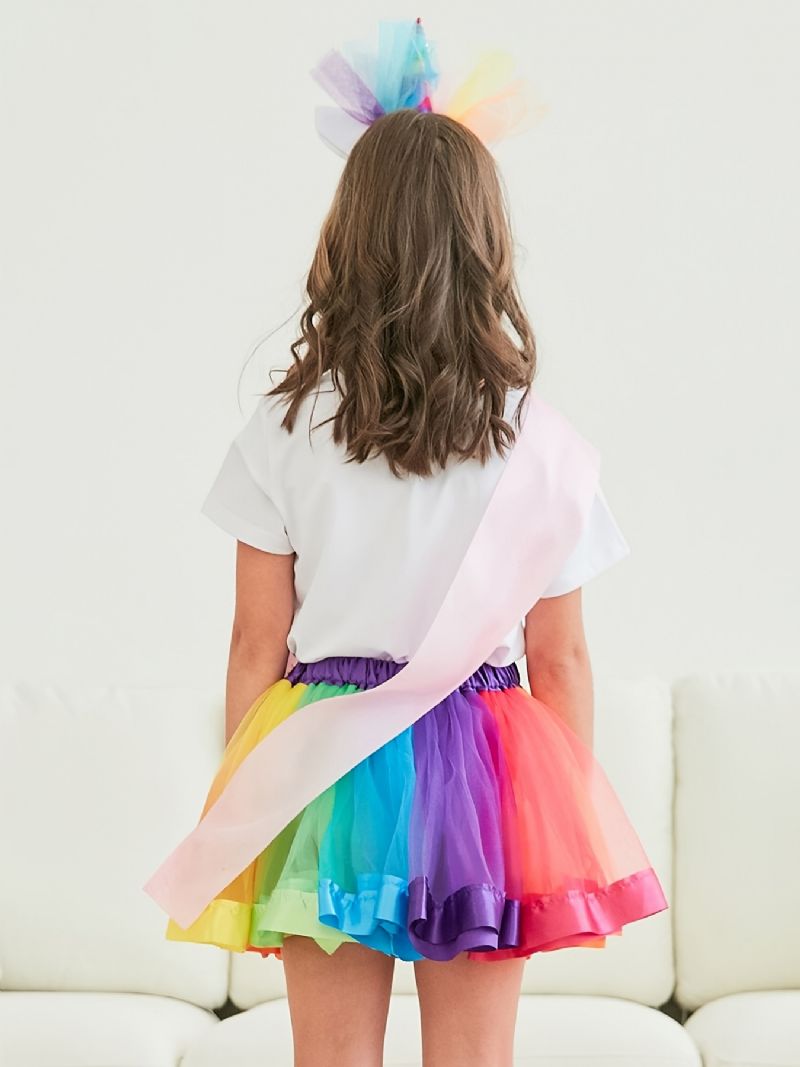 Flickor Prinsessan Rainbow Tutu-kjolar Balett Tyll Danskjol Festklänning Kläder Barnkläder