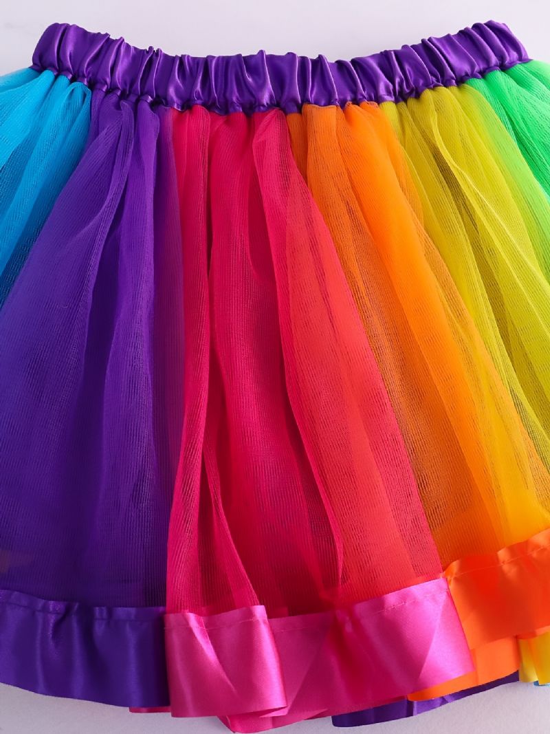 Flickor Prinsessan Rainbow Tutu-kjolar Balett Tyll Danskjol Festklänning Kläder Barnkläder