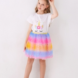 Tutu-kjol För Tjejer Rainbow Star Mesh Kjol Princess Dress