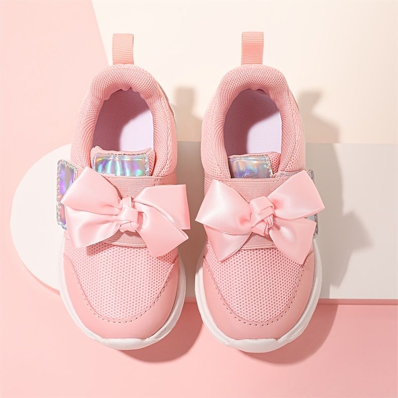 Bowknot Sneakers Med Mjuk Sula För Flickor Lättviktsventilerande Och Halkfria Löparskor Chunky Sneaker