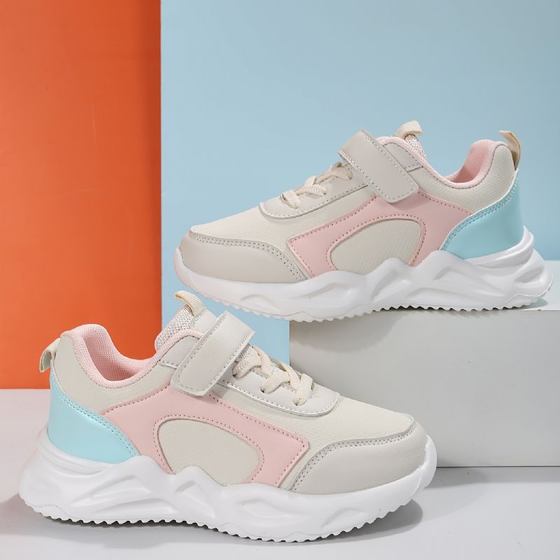 Sneakers I Läder För Tjejer Med Mjuk Sula Lättviktsventilerande Och Halkfria Löparskor Chunky Sneaker