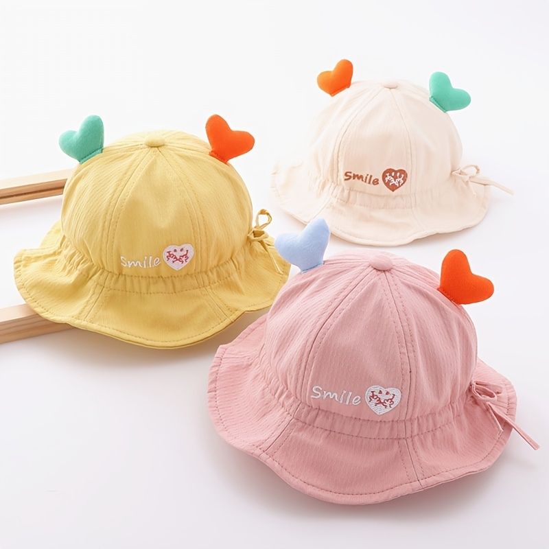 Bebis Pojkar Flickor Söt Deer Ear Hatt Bucket Solskyddsmedel Justerbar Bred Brätte Basin Hat