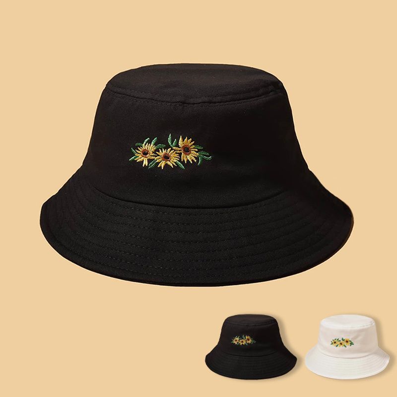 Blomma Broderad Bucket Hatt Sommar Sol Hattar Barn Hink Strand Sol Blom