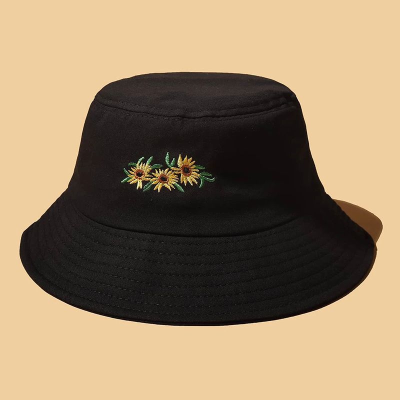 Blomma Broderad Bucket Hatt Sommar Sol Hattar Barn Hink Strand Sol Blom