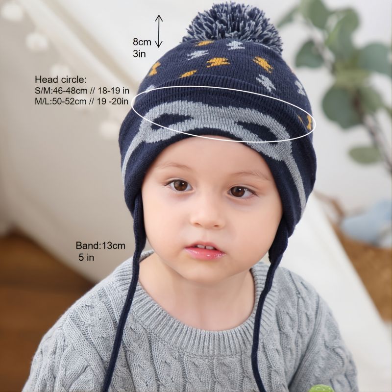 Höst Vinter Nya Barn Beanie Mössa Stickad Med Pom Pom