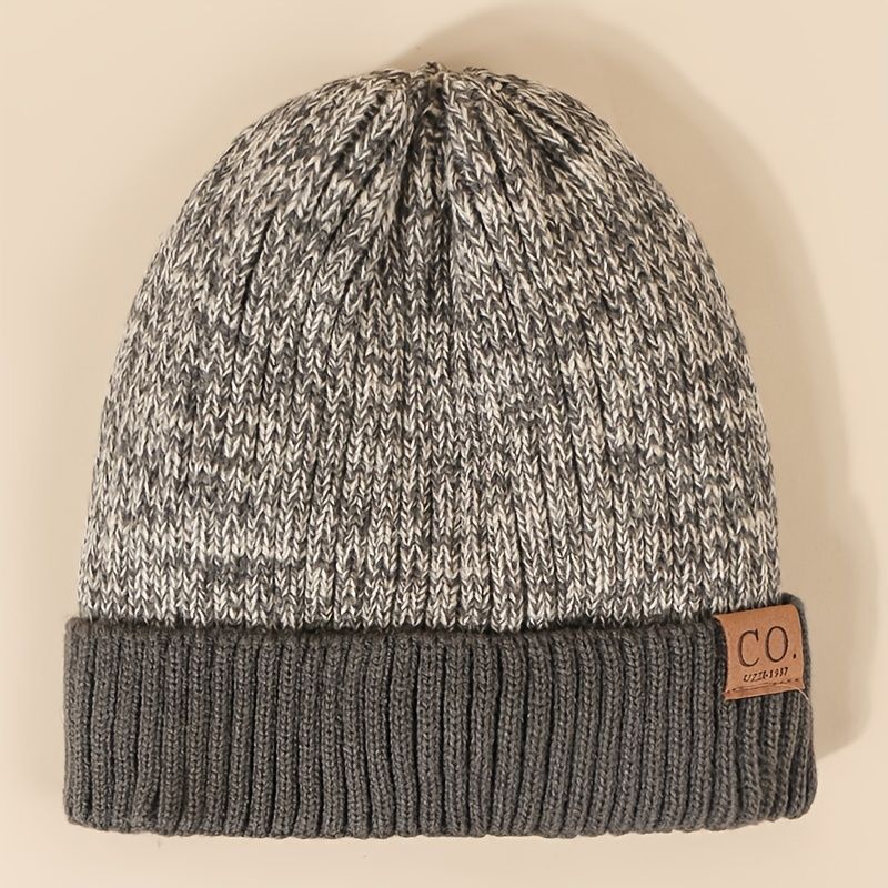 Läderetikett Beanie Skull Keps Ullkeps Utomhusmode Casual Style Hatt För Kvinnor Flickor