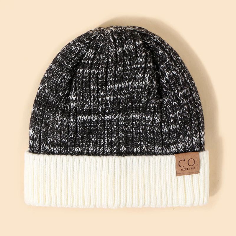 Läderetikett Beanie Skull Keps Ullkeps Utomhusmode Casual Style Hatt För Kvinnor Flickor