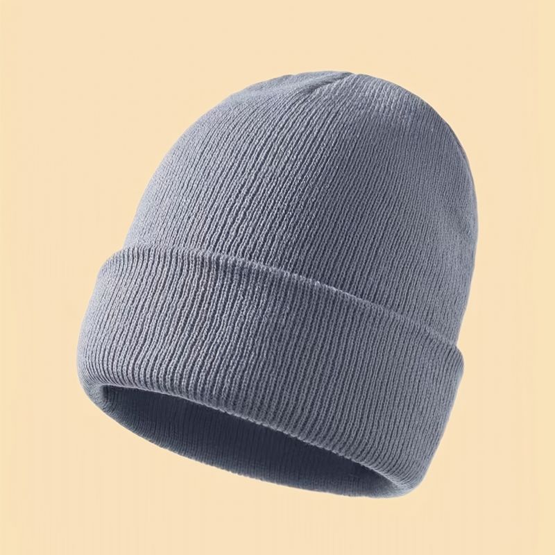 Pojkar Casual Stickad Beanie Hatt Thermal Vindtät Solid För Vinter Outdoor