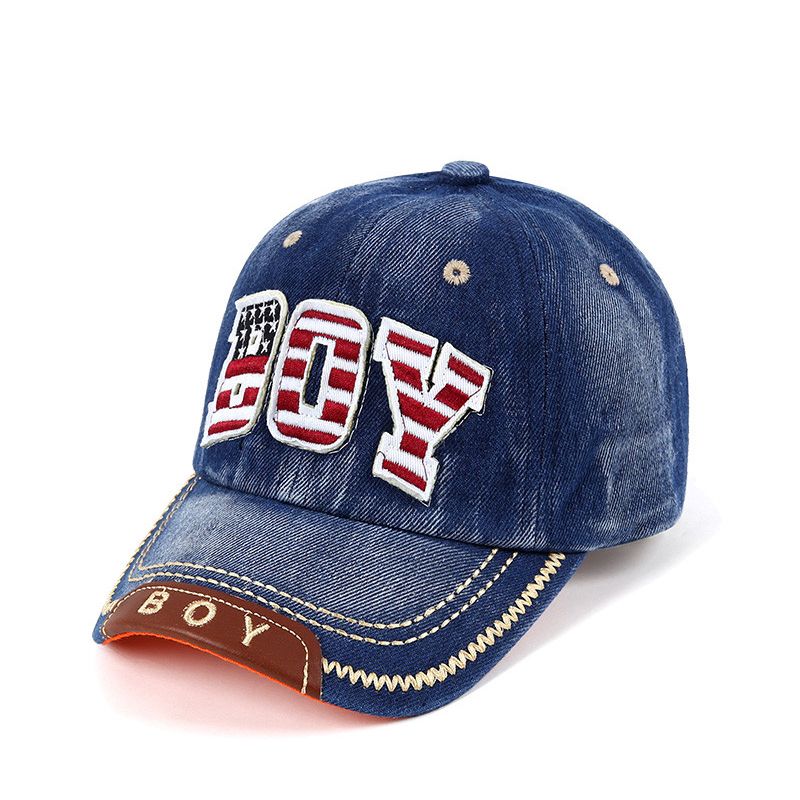 Pojkar Casual Vintage Baseballkeps Med Broderi Uv-skydd Tvättad Jeanskeps