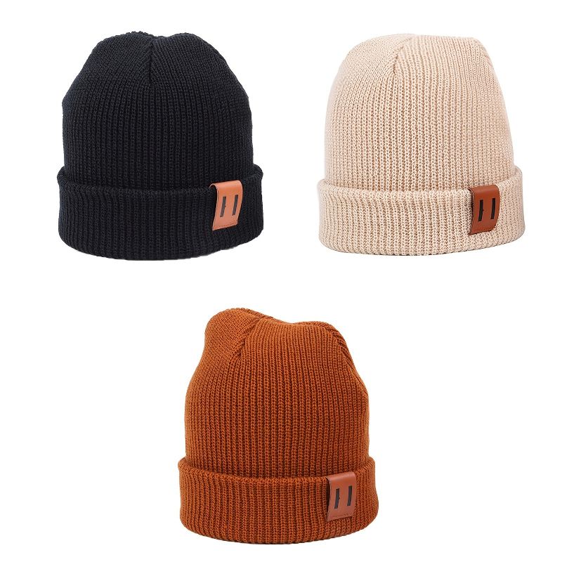 Pojkar Flickor Casual Solid Stickad Beanie Hatt Lätt Termisk Mössa För Höstvinter