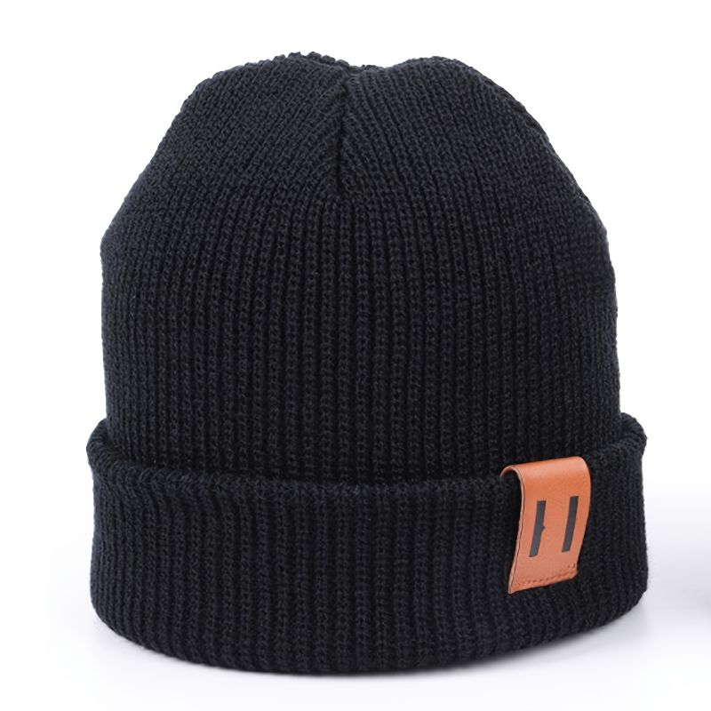 Pojkar Flickor Casual Solid Stickad Beanie Hatt Lätt Termisk Mössa För Höstvinter