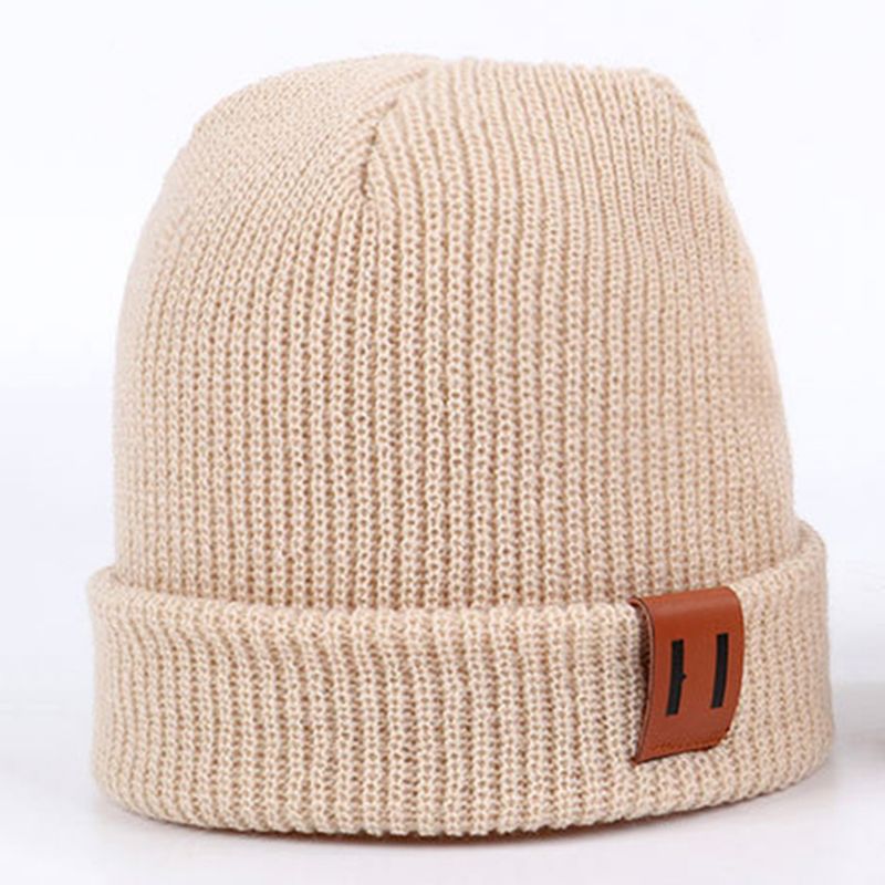 Pojkar Flickor Casual Solid Stickad Beanie Hatt Lätt Termisk Mössa För Höstvinter