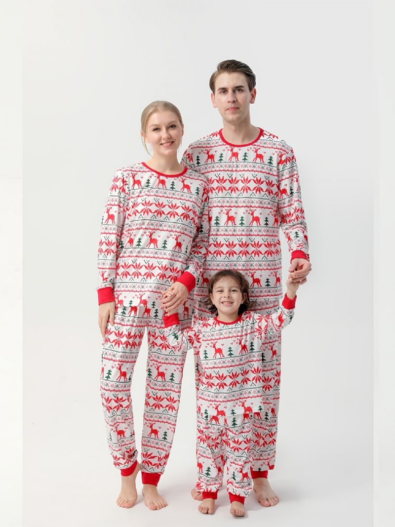 2023 Höst Vinter Nytt Pojkar Flickor Jul Långärmad Crew Neck Pyjamas Byxadräkt