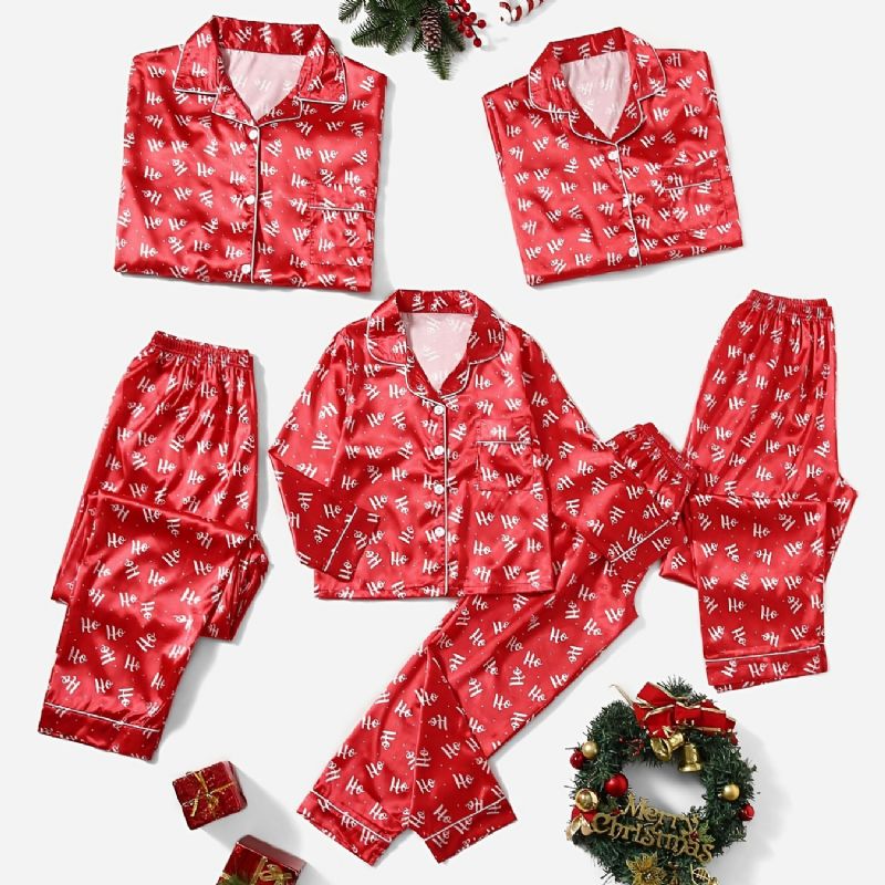 2st Flickor Christmas Röd Casual Pyjamas Set