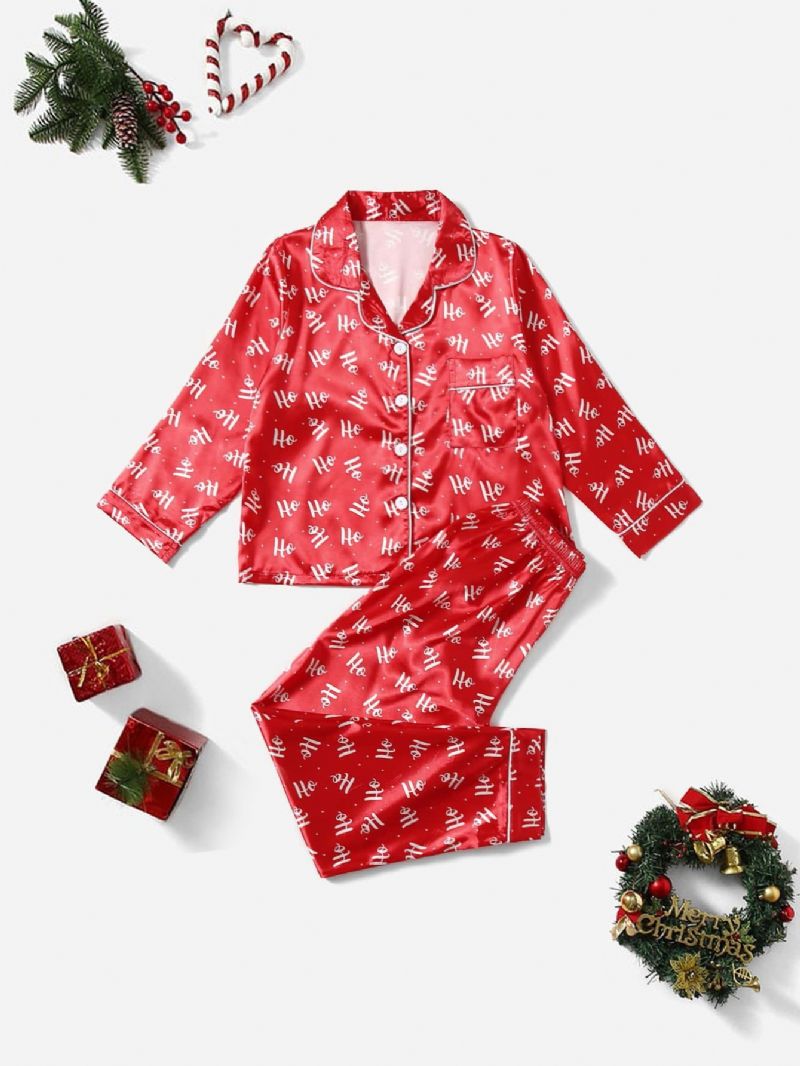 2st Flickor Christmas Röd Casual Pyjamas Set