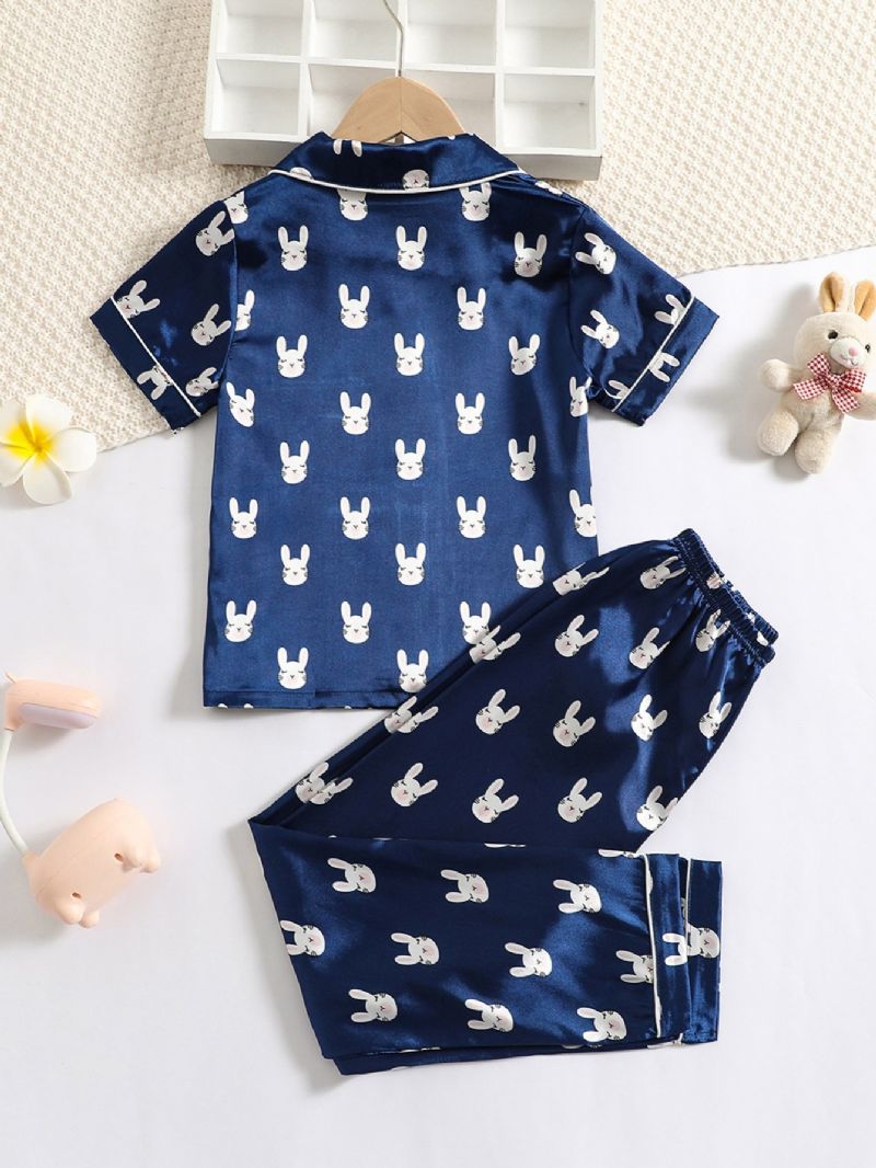 2st Flickor Kortärmad Pyjamas Hemkläder Set Cartoon Rabbit Pattern