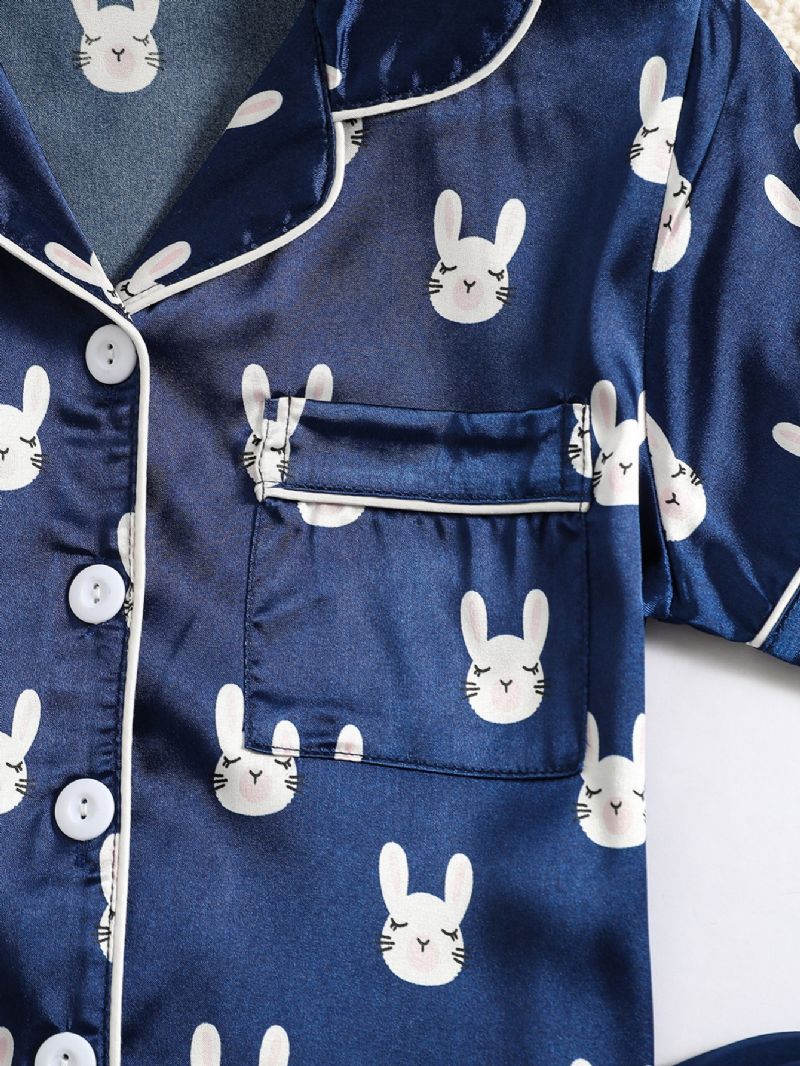 2st Flickor Kortärmad Pyjamas Hemkläder Set Cartoon Rabbit Pattern