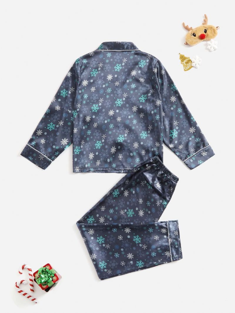 2st Flickor & Pojkar Christmas Blue Casual Pyjamas Set