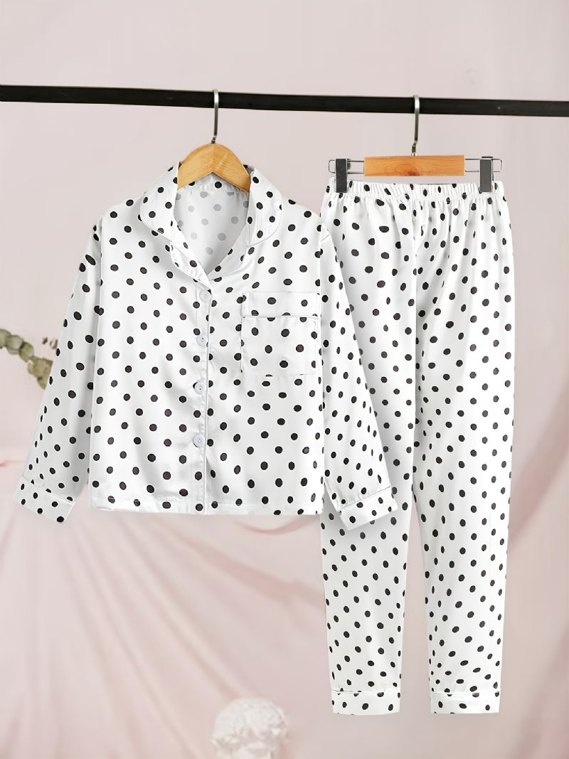 2st Flickor Polka Dot Långärmade Byxor Pyjamas Set