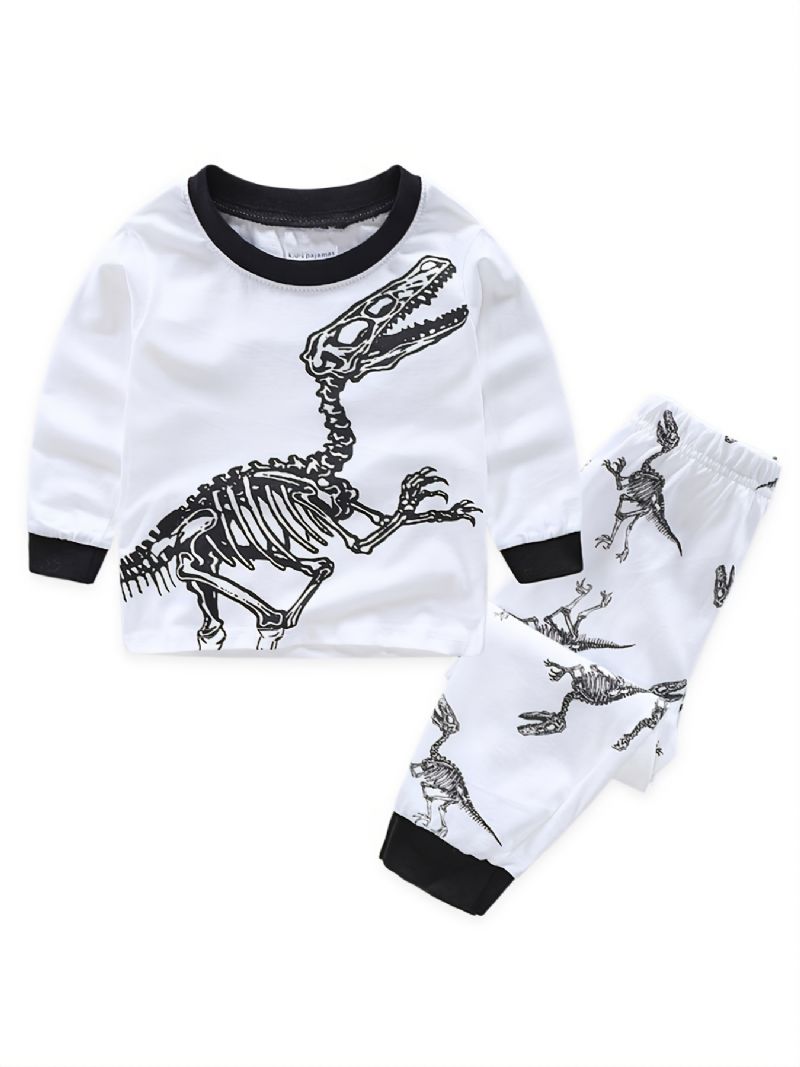 2st Pojkar Casual Crew Neck Dinosaur Print Pyjamas Sets Barnkläder