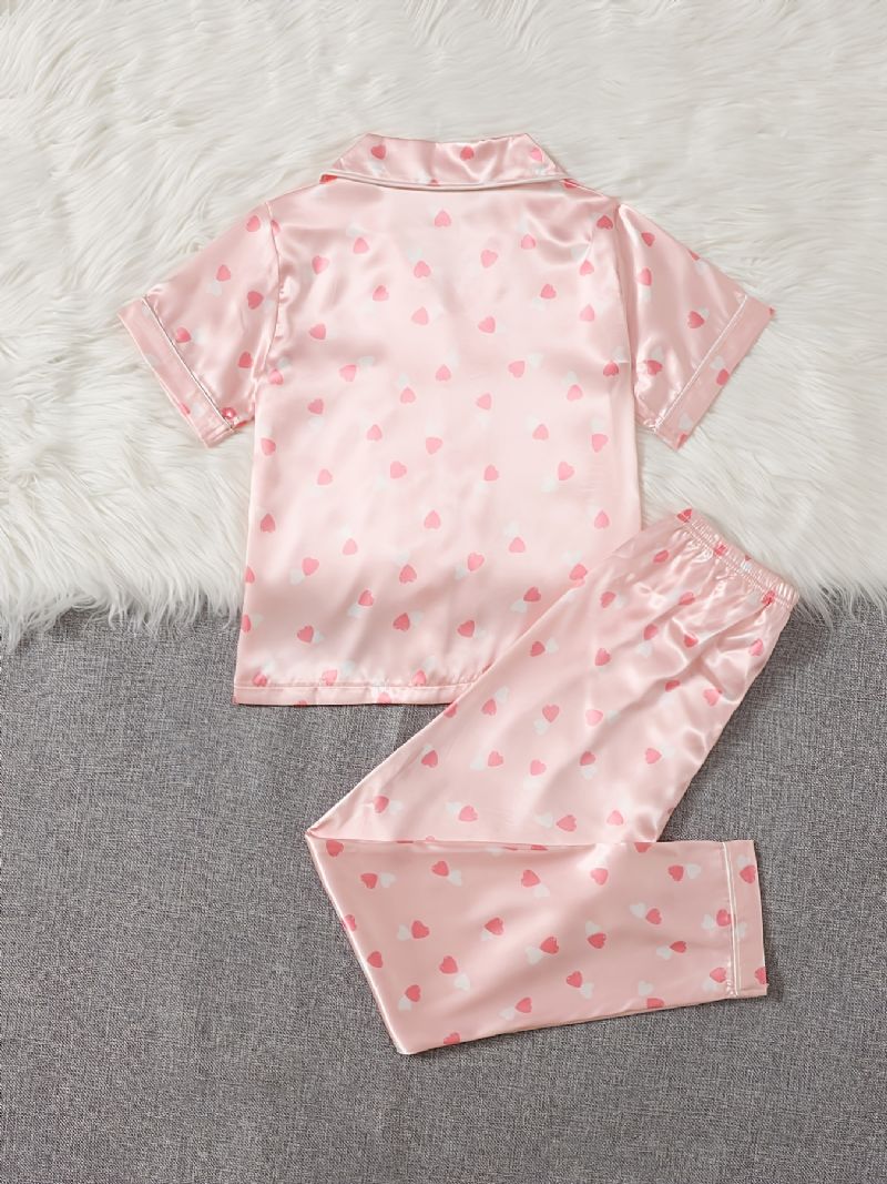 2st/set Flickor Loungewear Pyjamasset Med Hjärttryck