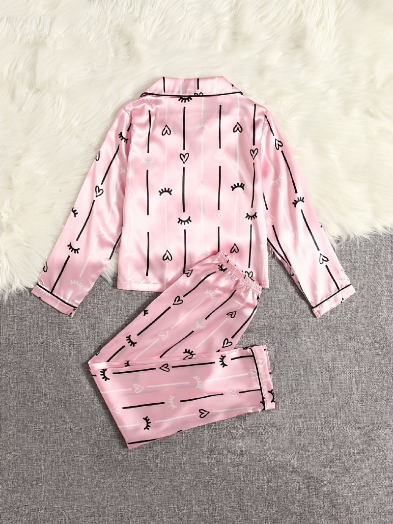 2st/set Långärmade Flickor Loungewear & Pyjamas Med Sött Tryck